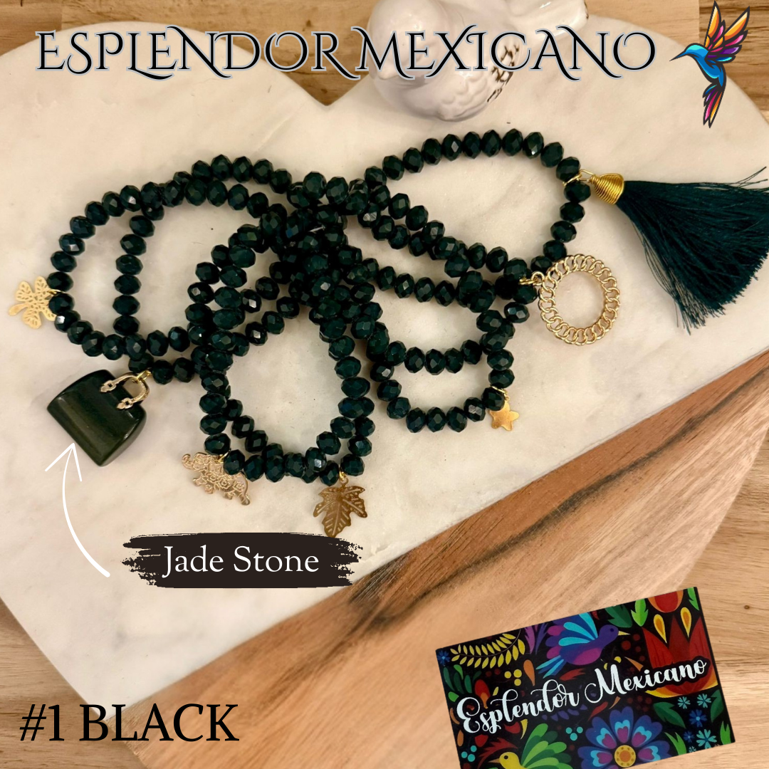 β¨ Handmade Natural Stone Semanario Bracelet Set β Mexican Artisan Jewelry