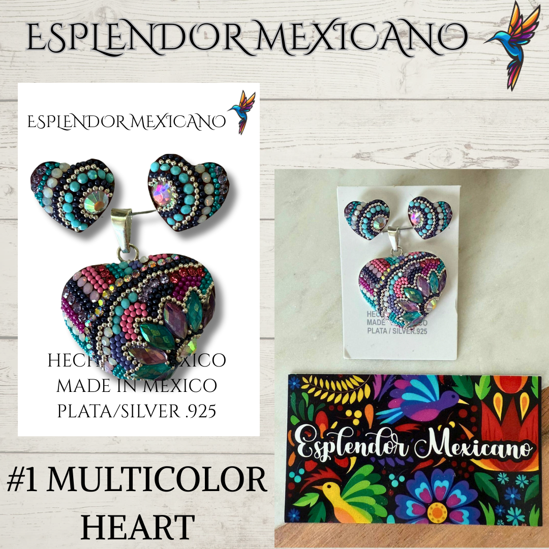 β¨ Silver .925 Bedazzled Opal Pendant & Earrings Set β Handmade in Mexico