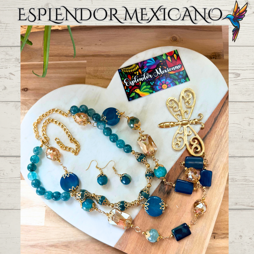 💙 Dragonfly Elegance Necklace – Handmade with Blue Agate & Charm