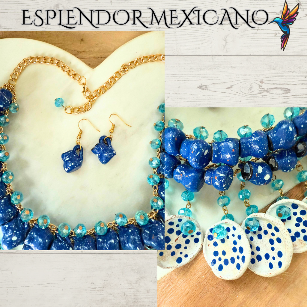 💙 Fiesta Dreams Talavera Necklace Set – Handmade in Mexico