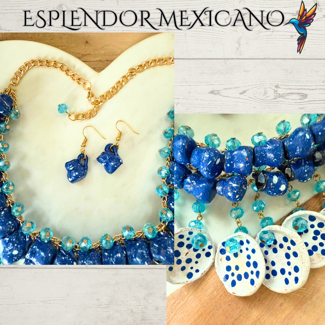 💙 Fiesta Dreams Talavera Necklace Set – Handmade in Mexico