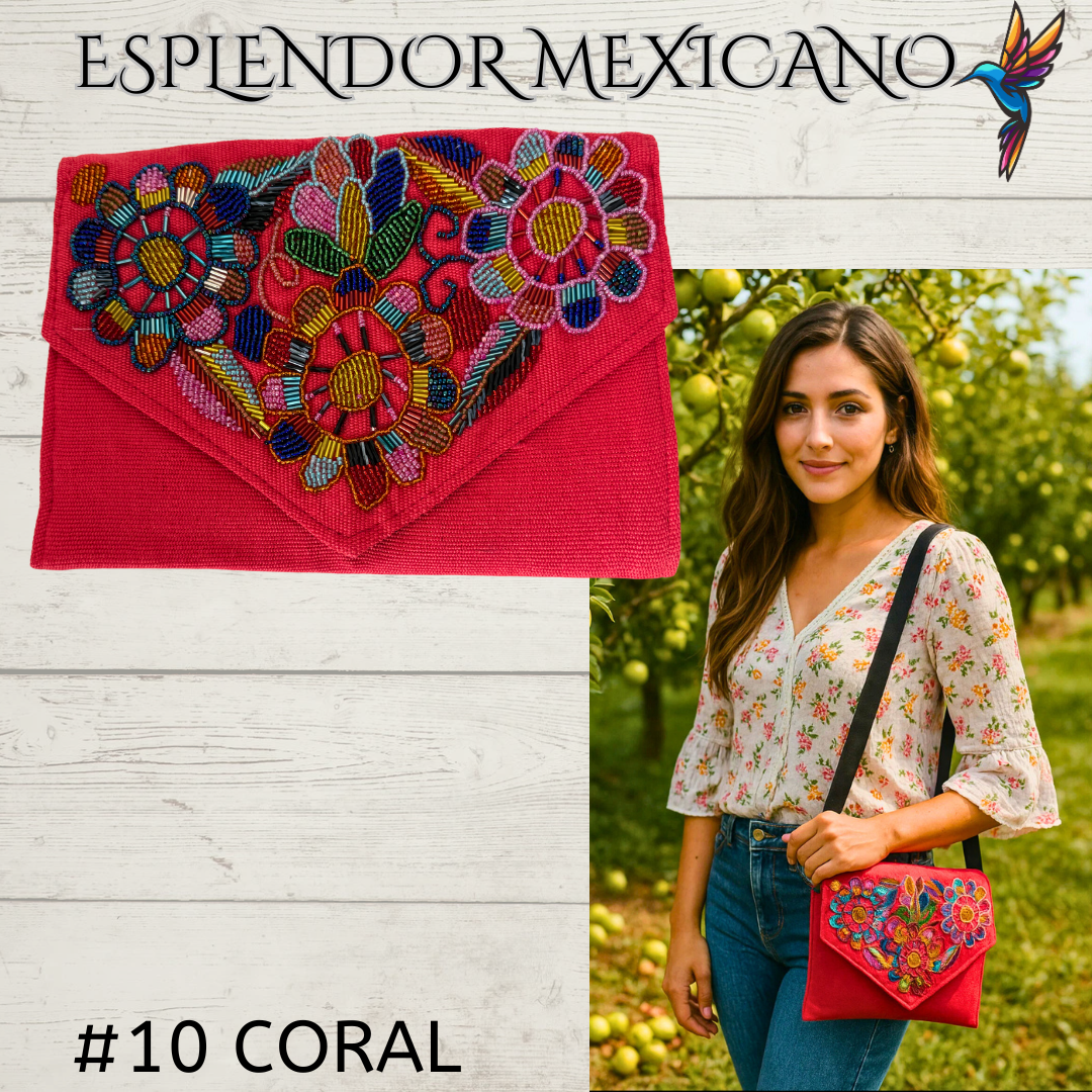 🌺 Handmade Embroidered Purse Clutch – Crossbody Convertible