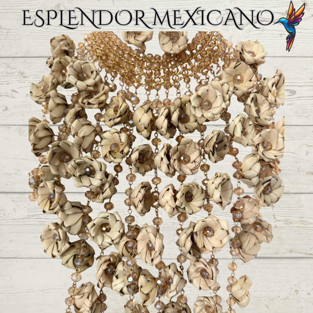 🤍 Palm Statement Necklace Set – Handmade in Mexico