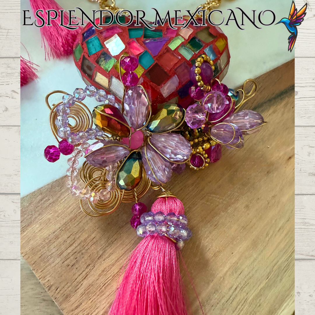 🩷 Multi-Color Heart Necklace Set – Handmade Clay & Glass