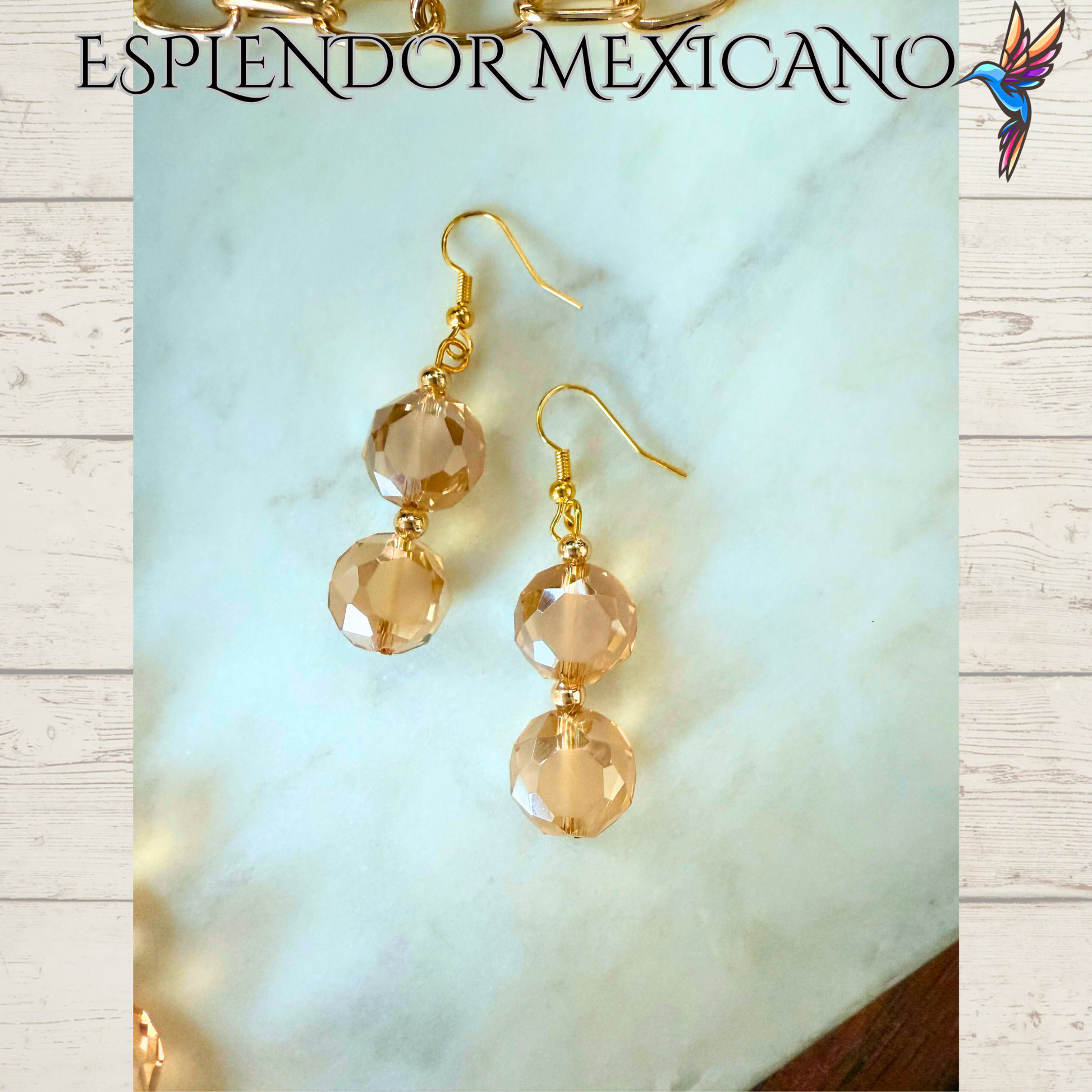 Beaded Golden Honey Faceted Cut Glass with Natural Stone pendant Necklace