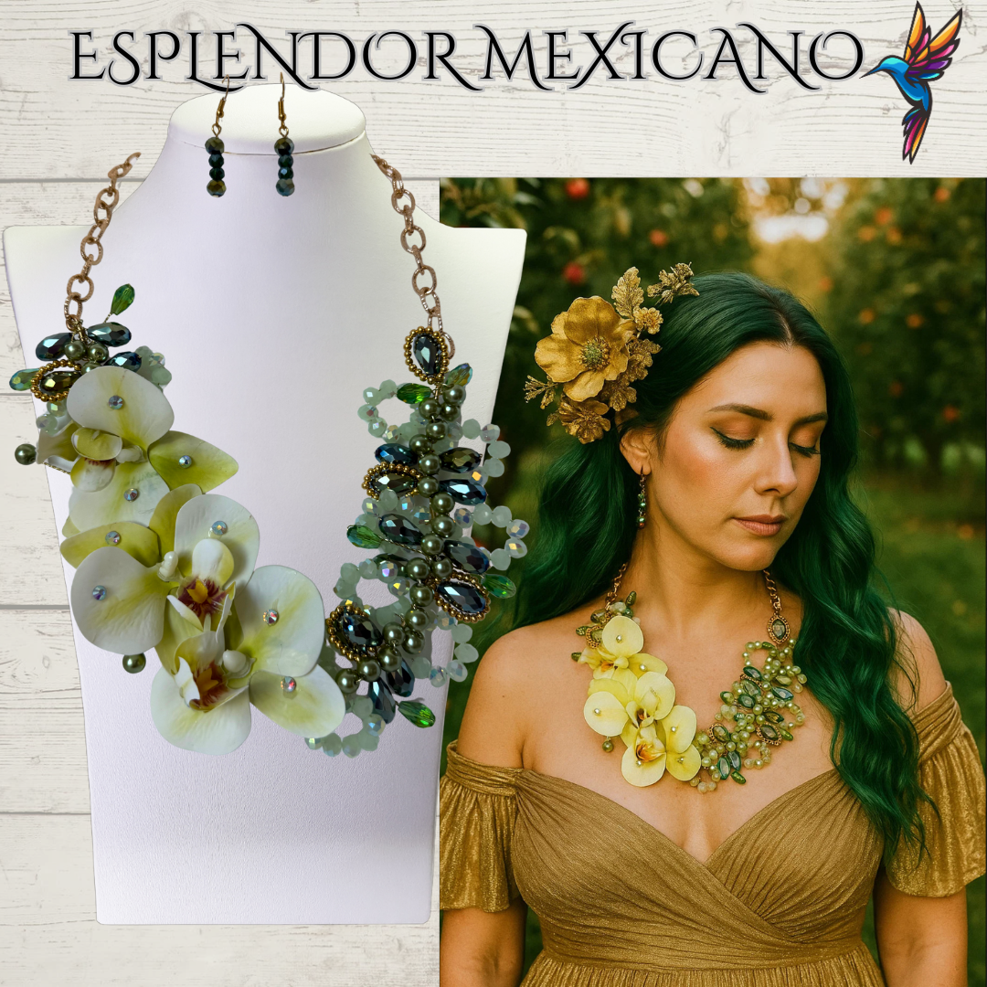 🌸 Handmade Orchid Necklace Set