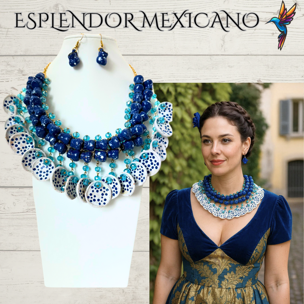 💙 Fiesta Dreams Talavera Necklace Set – Handmade in Mexico