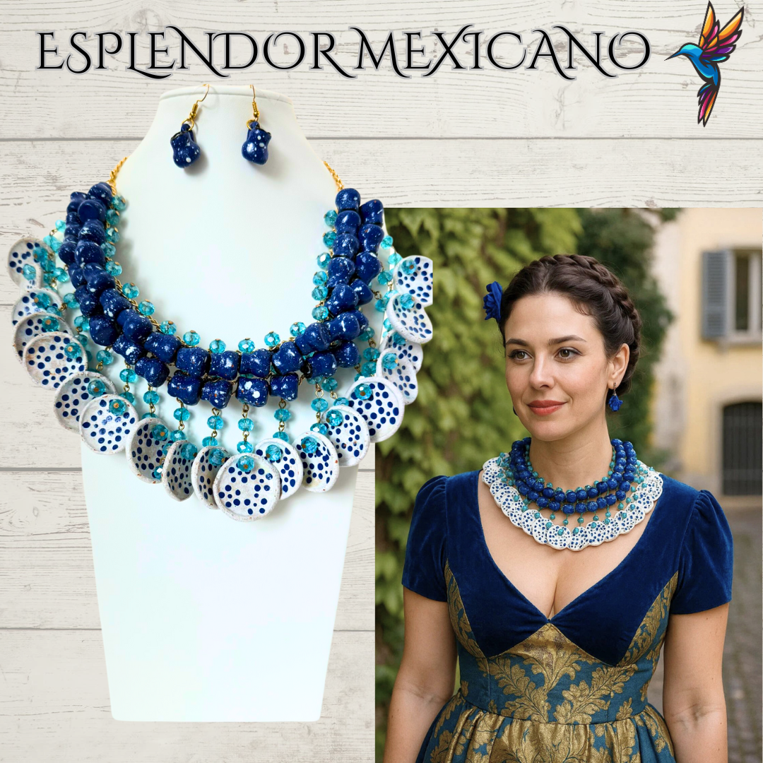 💙 Fiesta Dreams Talavera Necklace Set – Handmade in Mexico