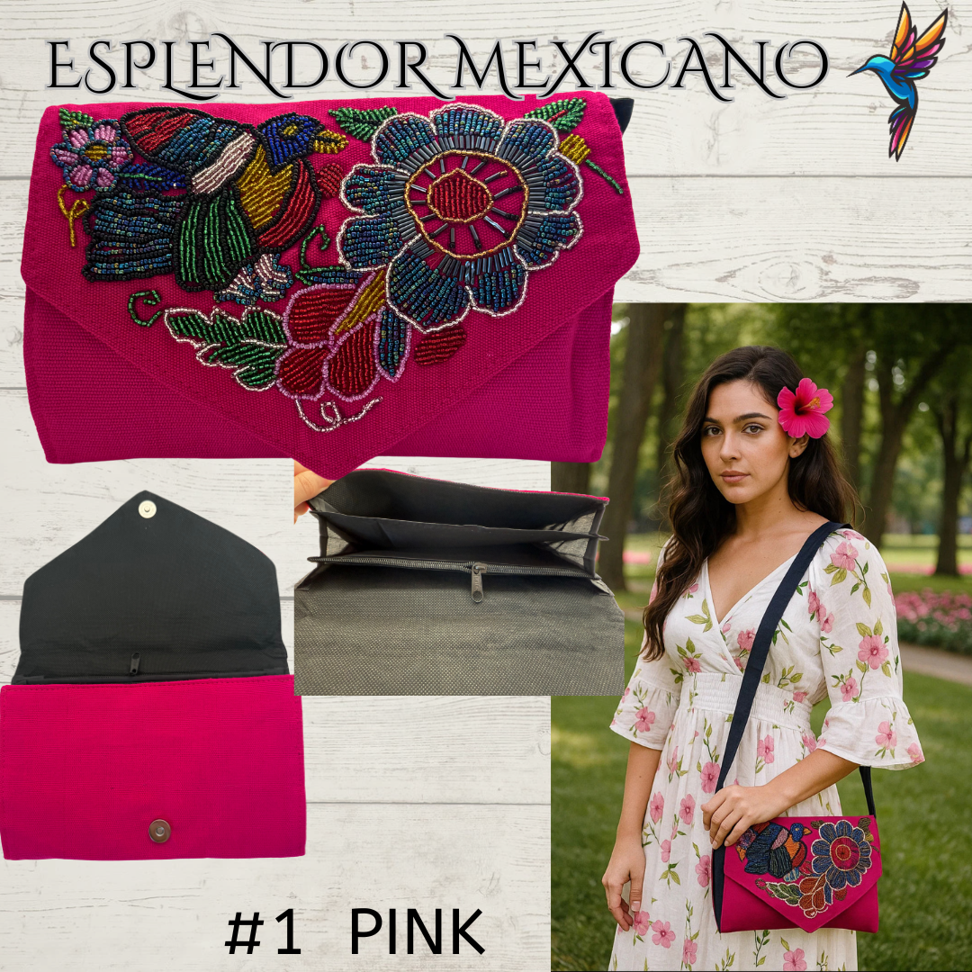 🌺 Handmade Embroidered Purse Clutch – Crossbody Convertible