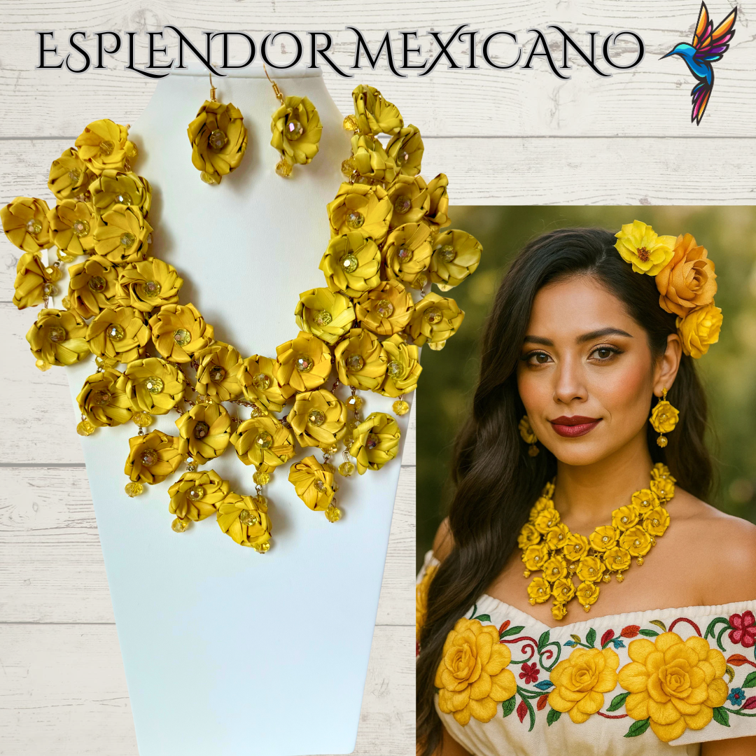 💛Natural 🌴Palm Statement Necklace Set