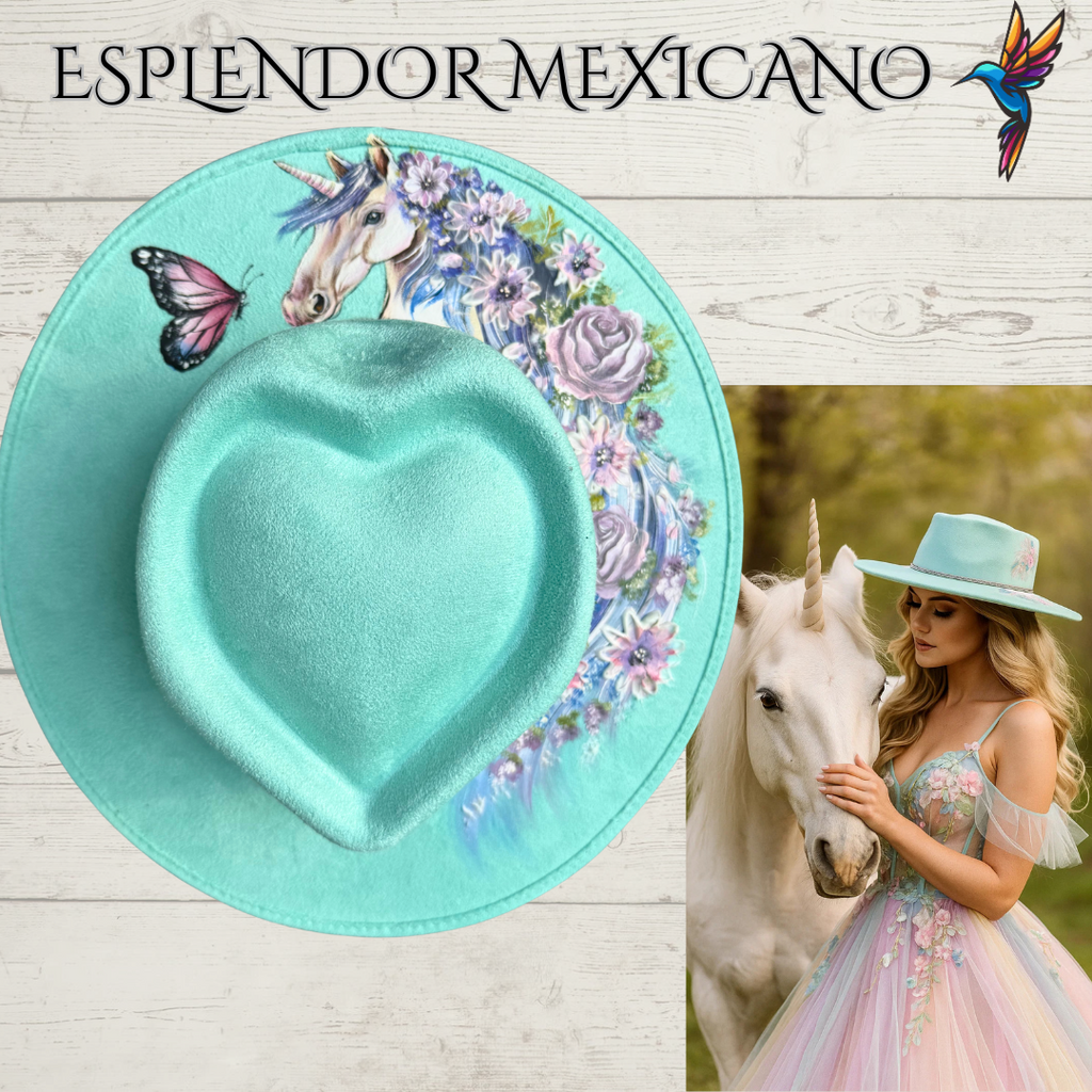 🩷 Whimsical Unicorn Cowgirl Hat – Hand-Painted & One-of-a-Kind