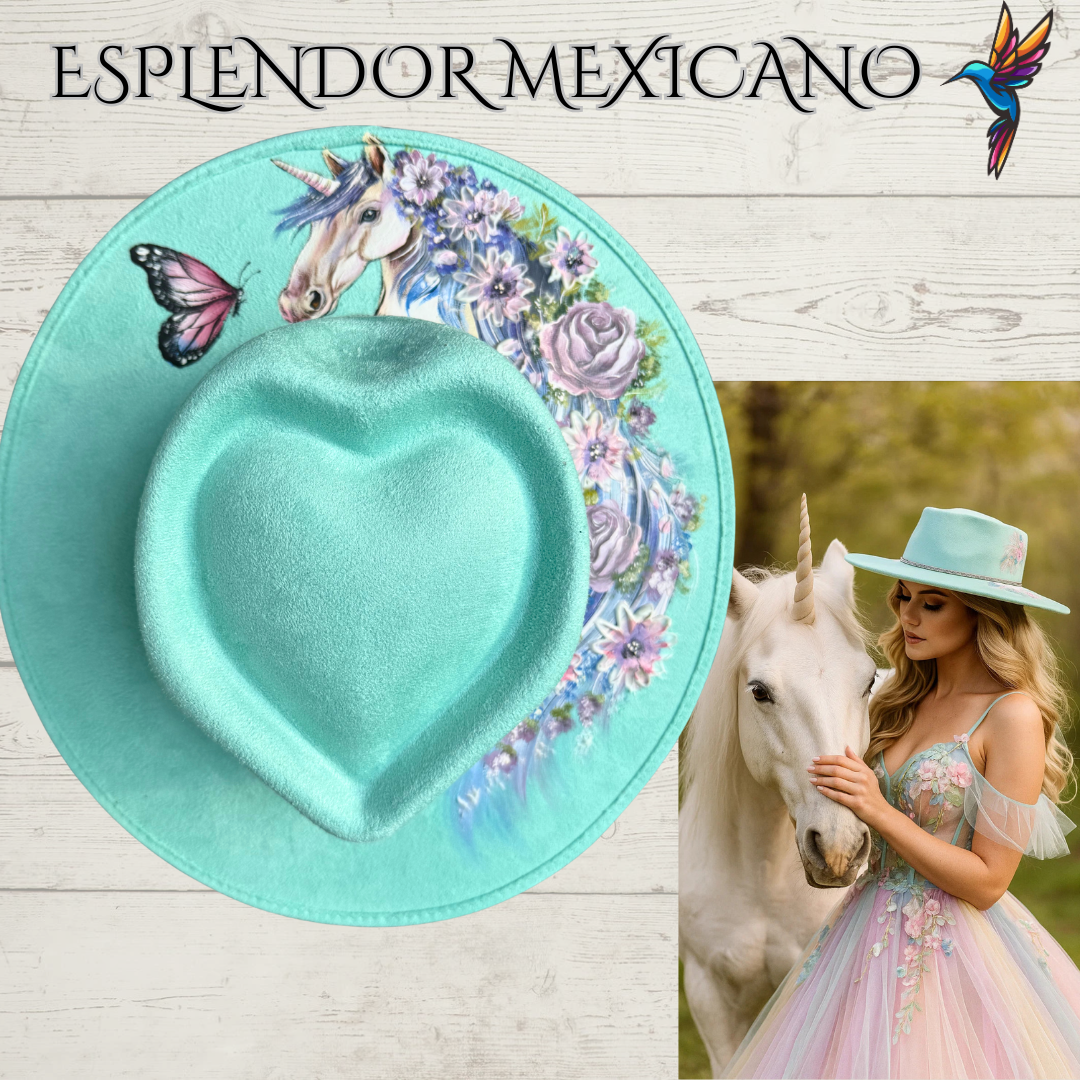 🩷 Whimsical Unicorn Cowgirl Hat – Hand-Painted & One-of-a-Kind
