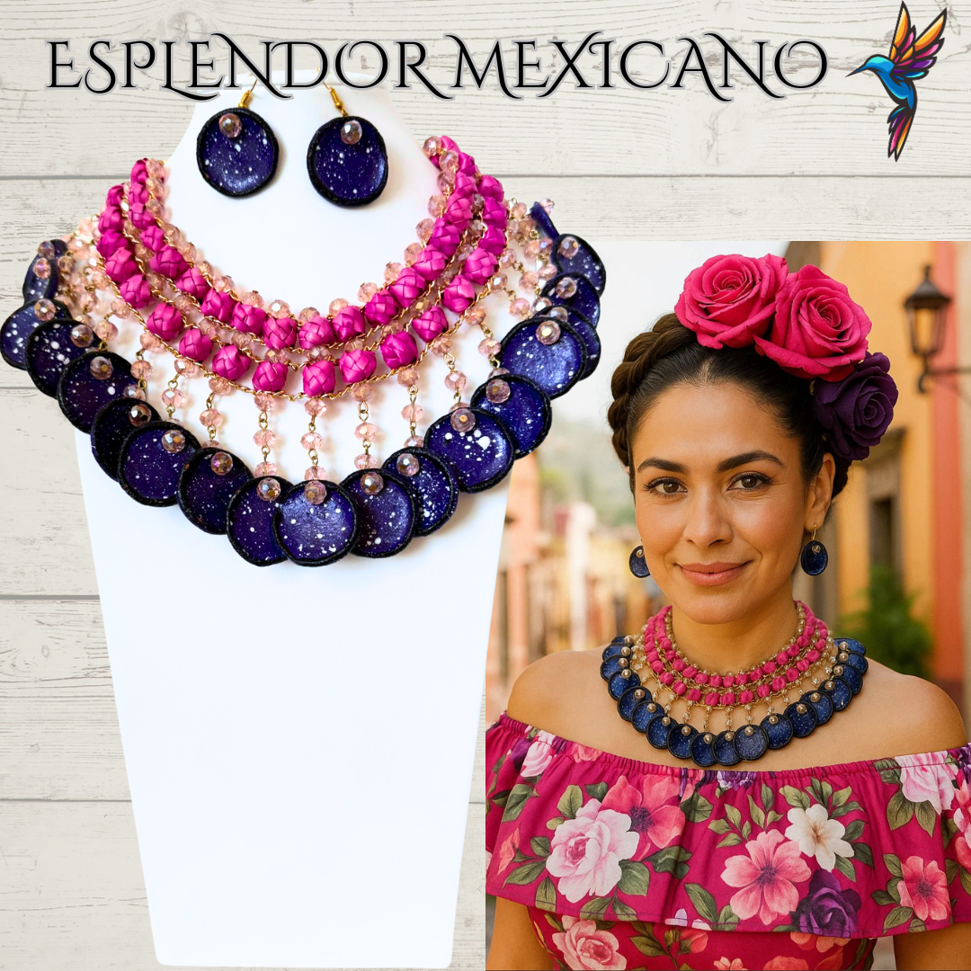 💜🩷 Fiesta Dreams Statement Necklace Set