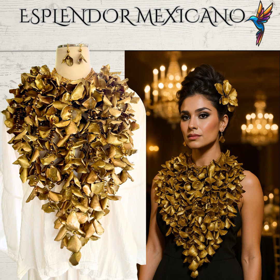 🌟 Golden/Silver Fish Scale Necklace Set – Handmade in Michoacán