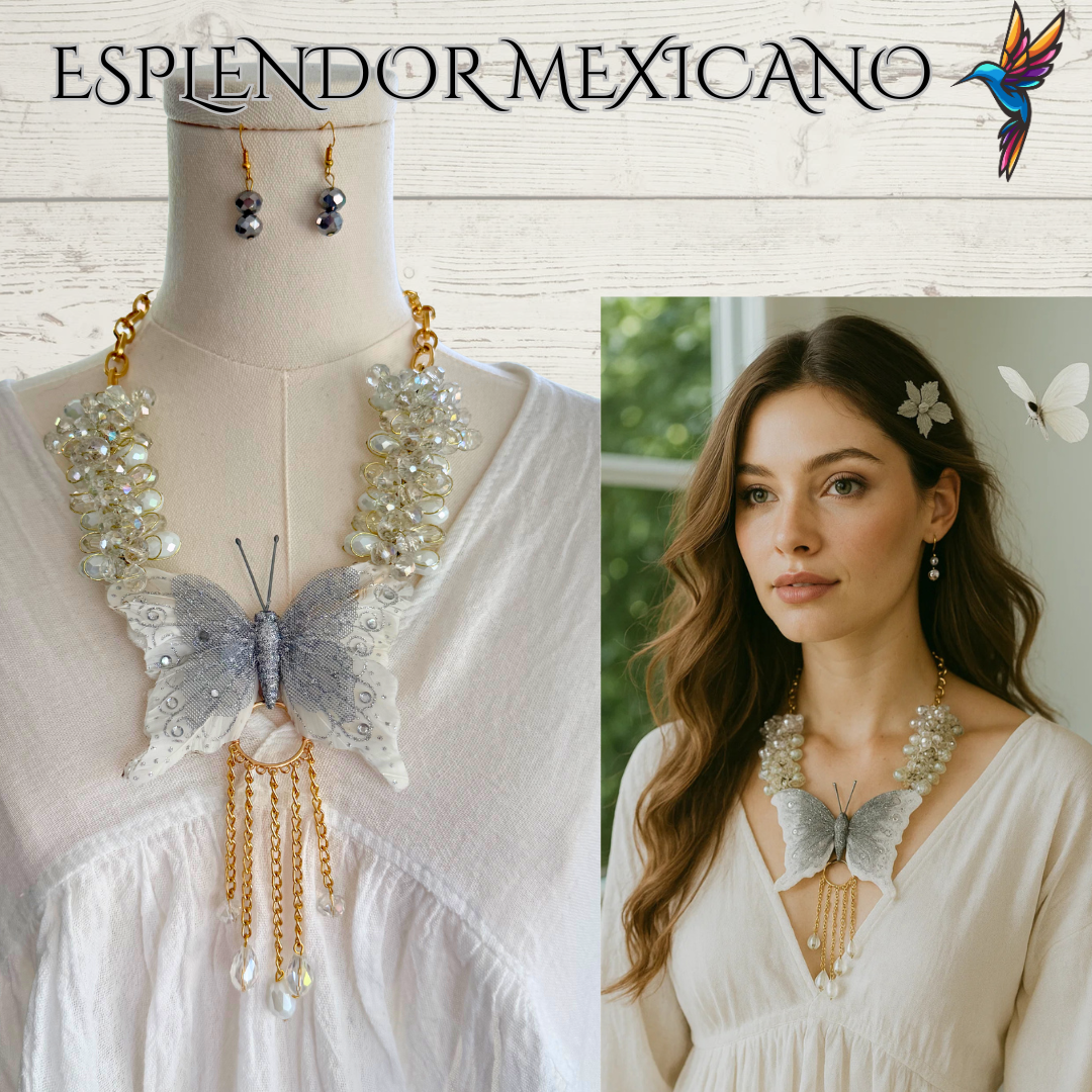 🦋 Bold Butterfly Necklace Set – Handmade in Mexico