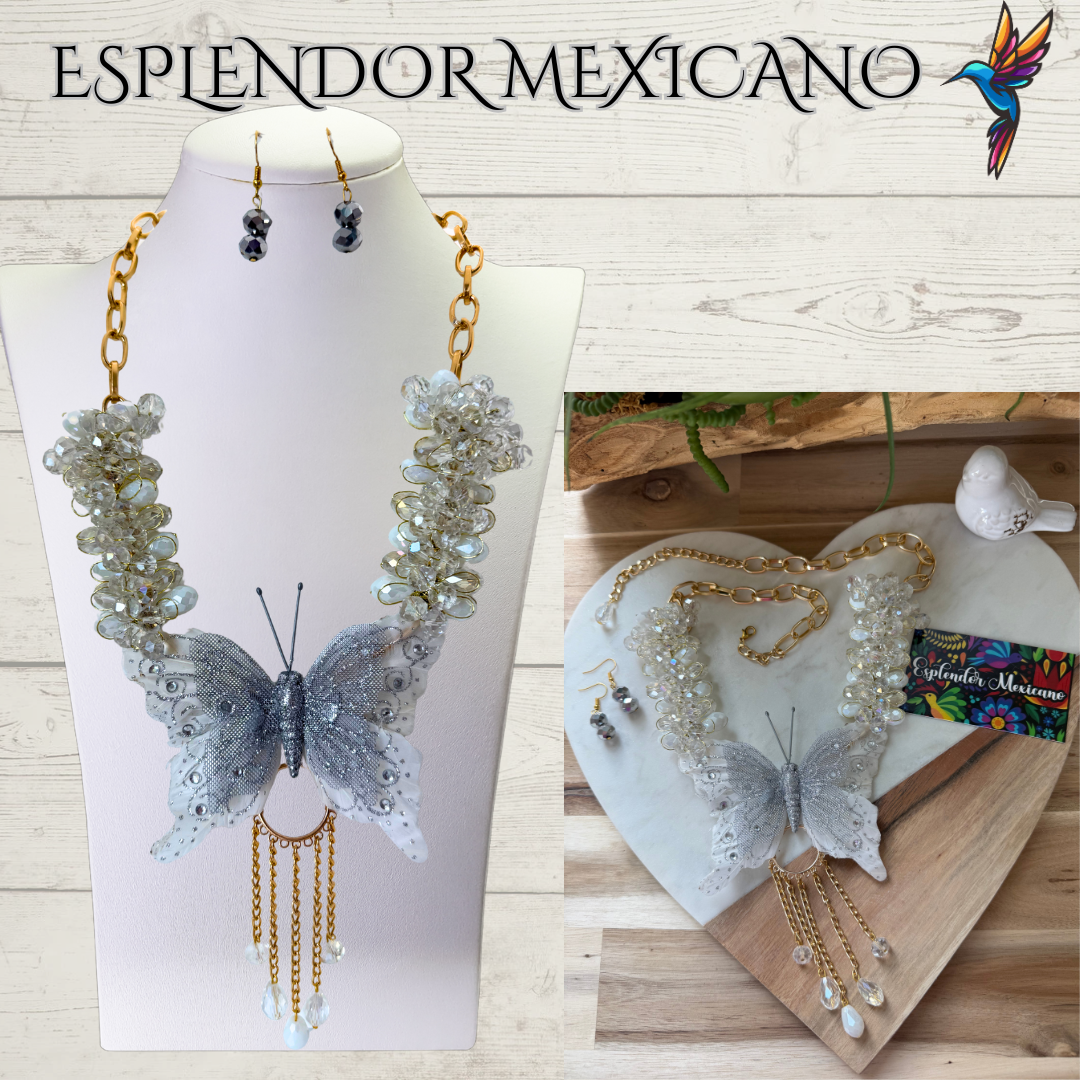 🦋 Bold Butterfly Necklace Set – Handmade in Mexico