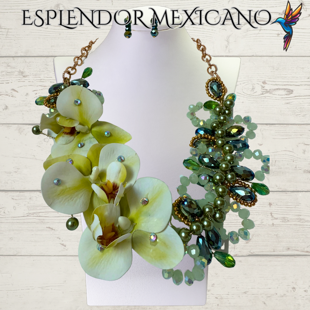 🌸 Handmade Orchid Necklace Set