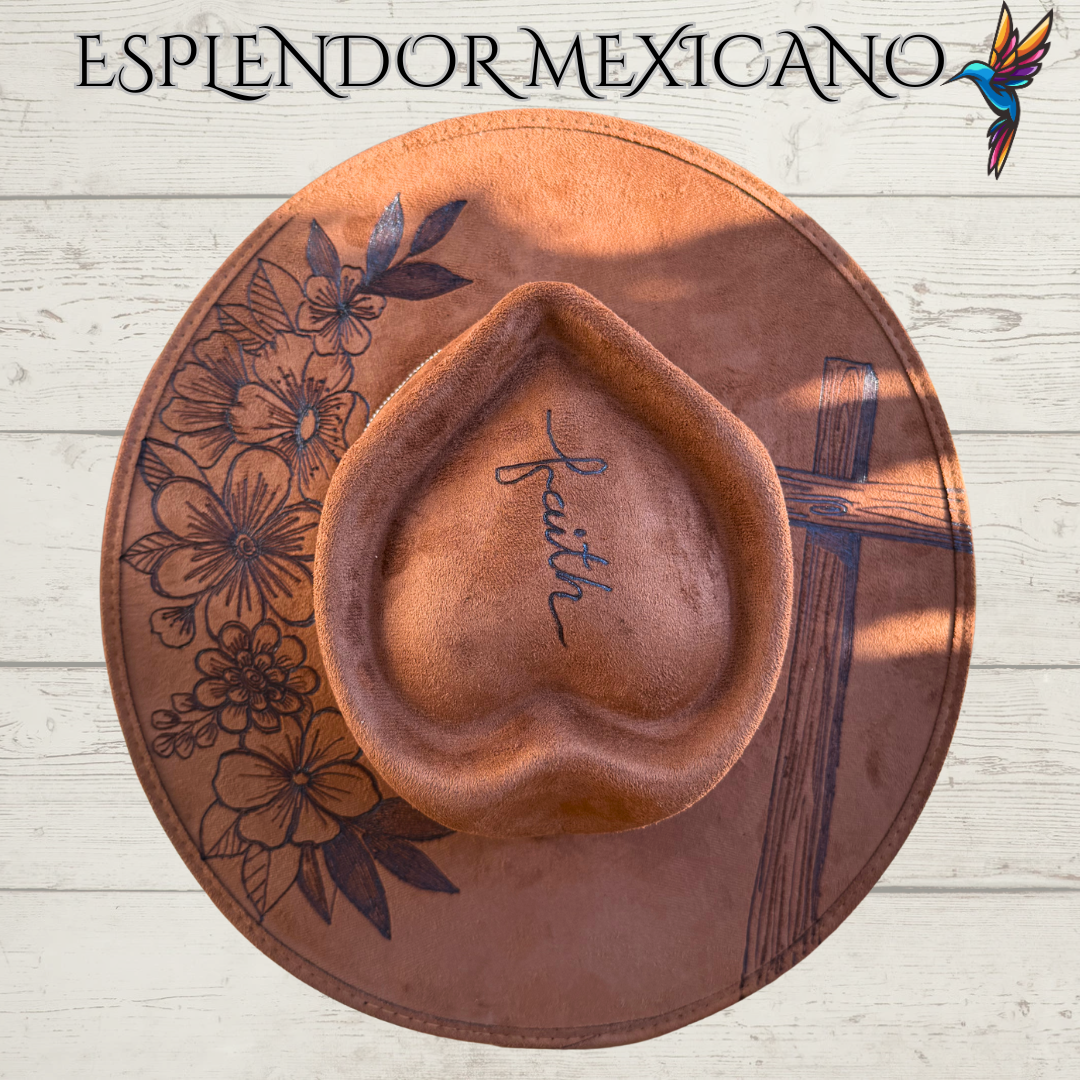 🤎 Handmade Suede Western Hat – “Faith” Design
