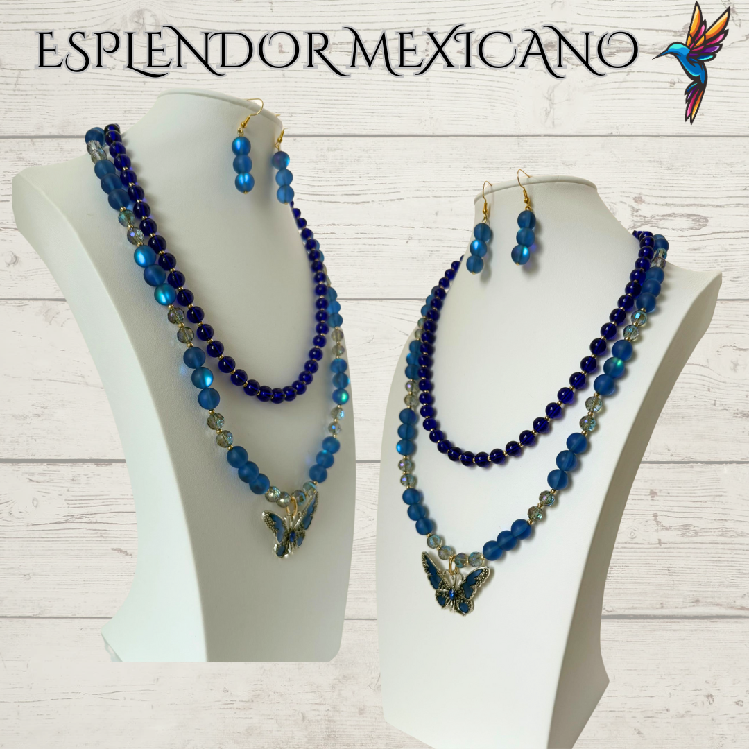 💙 Blue Butterfly Necklace – Handmade in Mexico