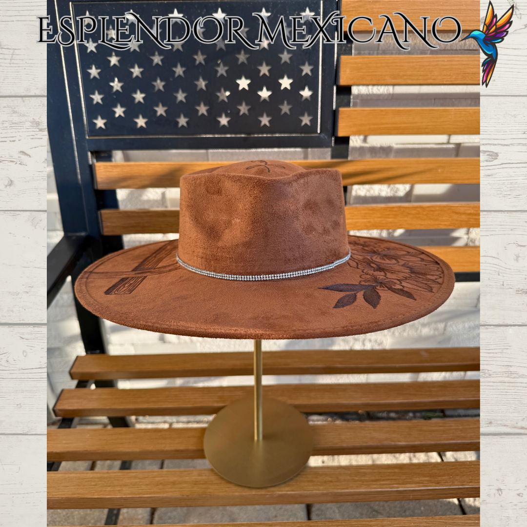 🤎 Handmade Suede Western Hat – “Faith” Design