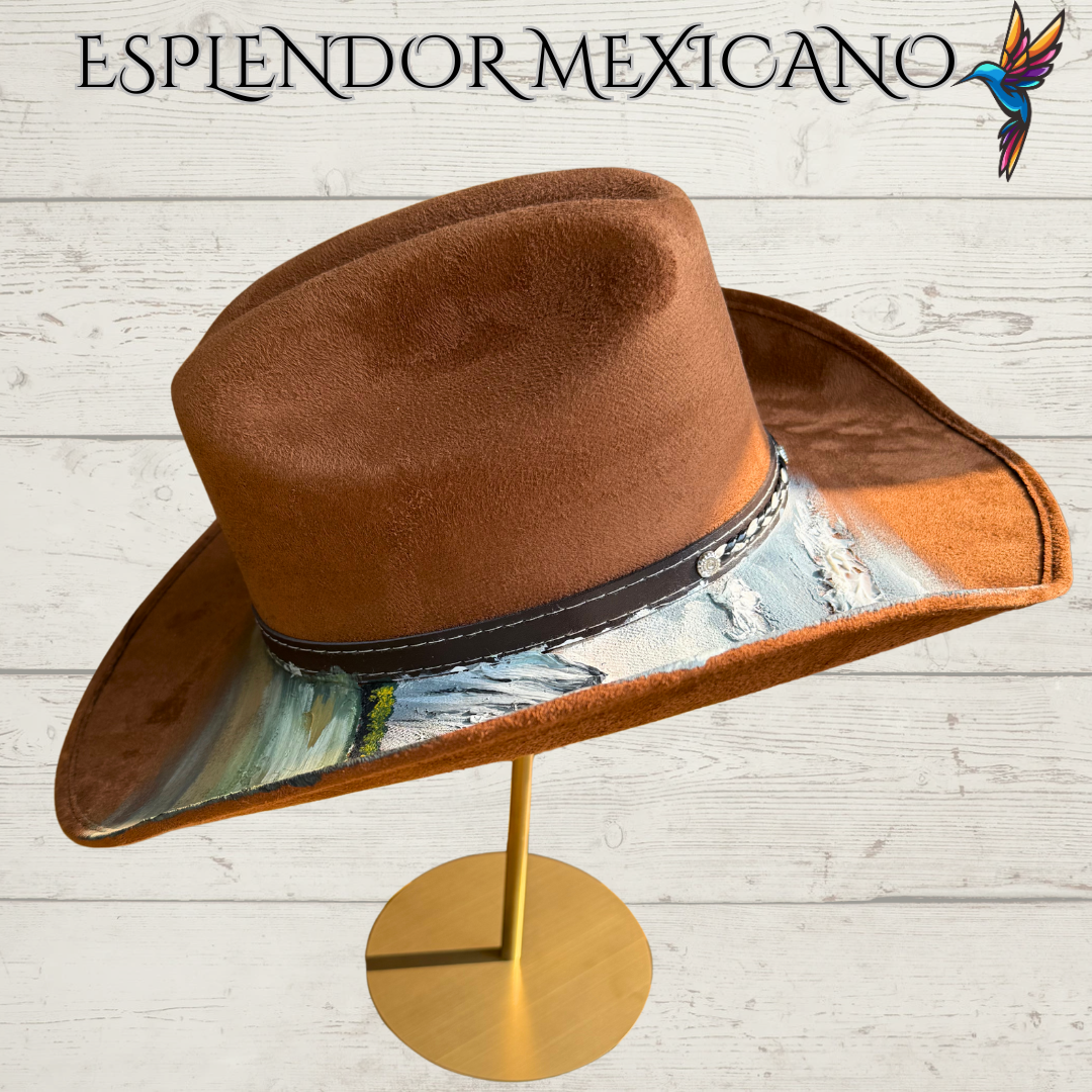 🤎 Hand-Painted Buffalo Cowgirl Hat – Handmade in Mexico