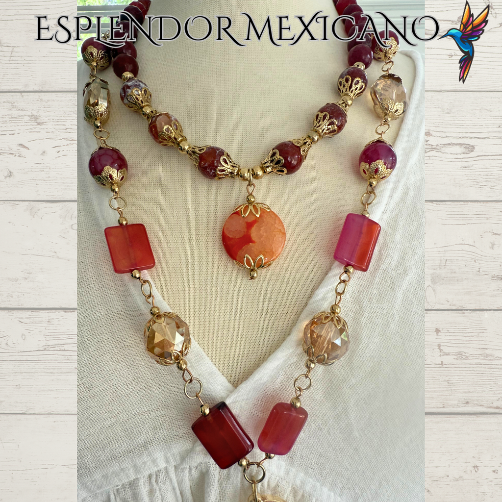 ❤️🧡 Dragonfly Elegance Necklace – Handmade in Mexico