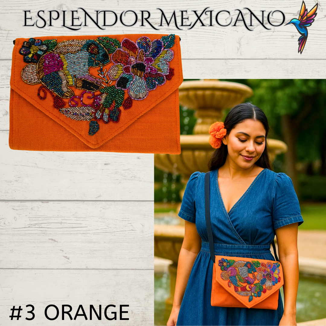 🌺 Handmade Embroidered Purse Clutch – Crossbody Convertible