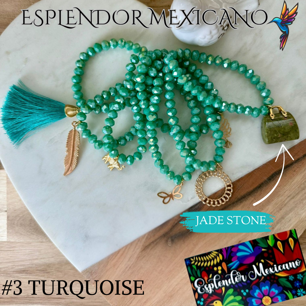 ✨ Handmade Natural Stone Semanario Bracelet Set – Mexican Artisan Jewelry