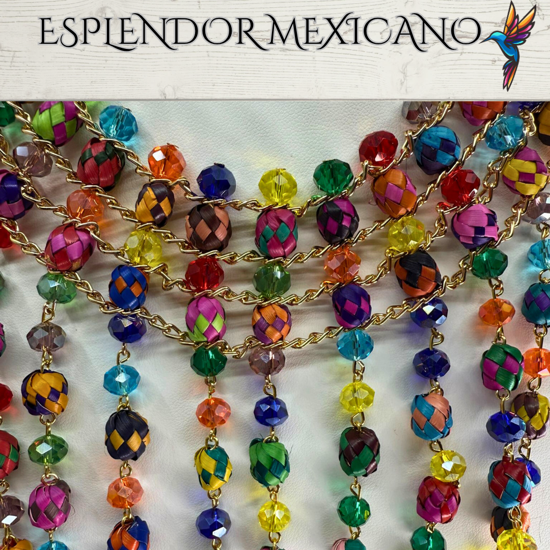 💖 Fiesta Dreams Necklace Set – Hand-Painted Palm & Beads