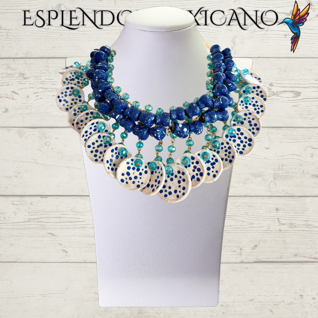 💙 Fiesta Dreams Talavera Necklace Set – Handmade in Mexico