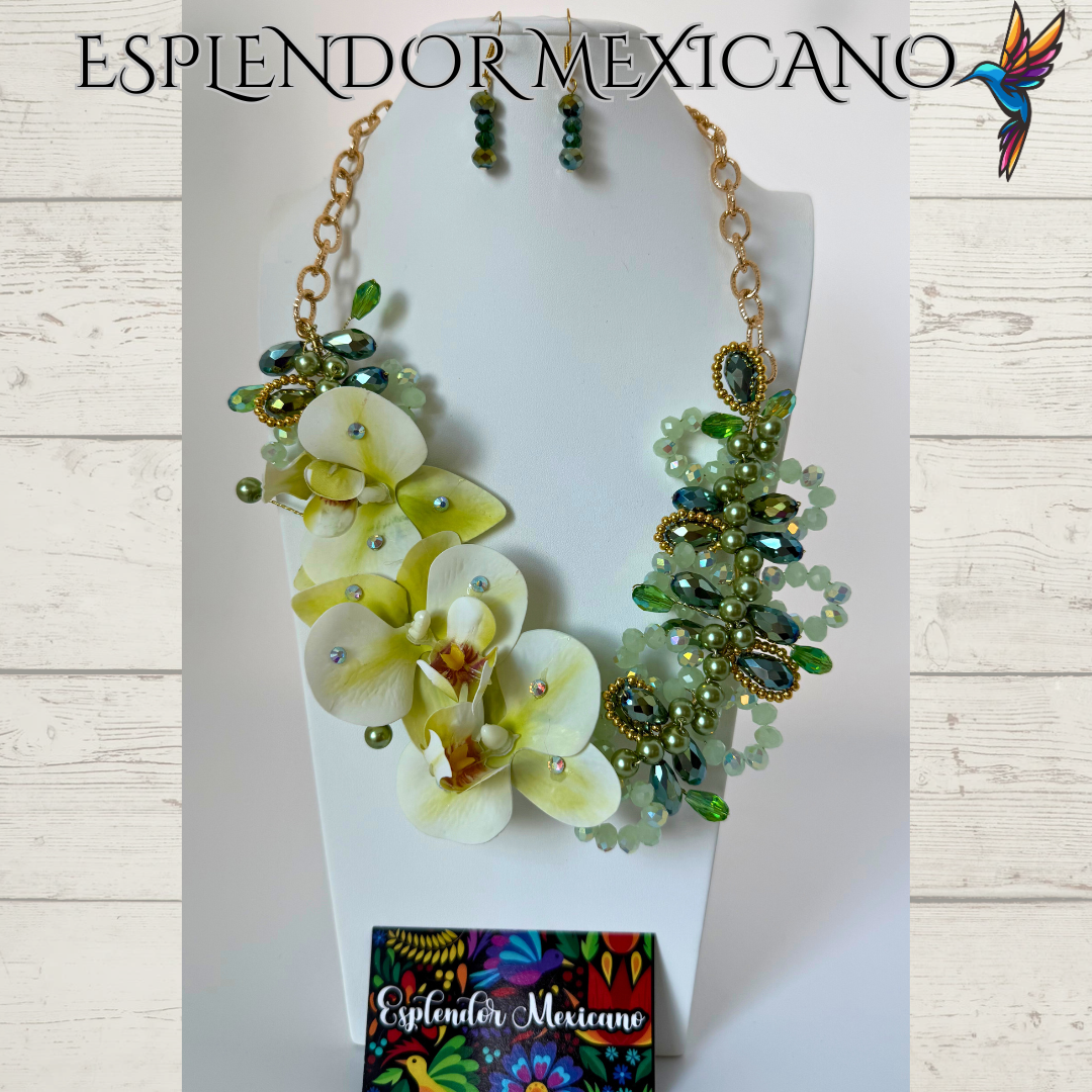 🌸 Handmade Orchid Necklace Set