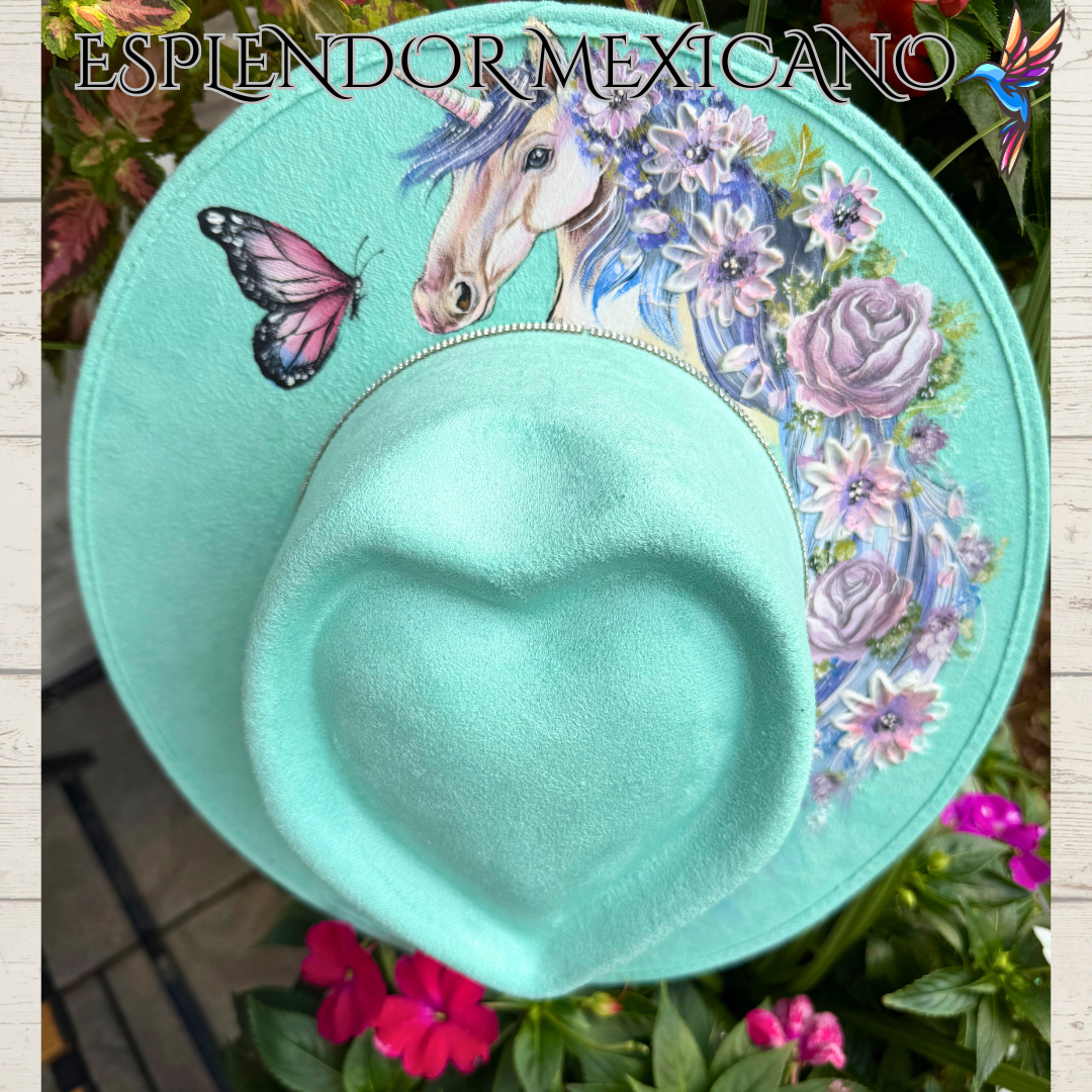 🩷 Whimsical Unicorn Cowgirl Hat – Hand-Painted & One-of-a-Kind