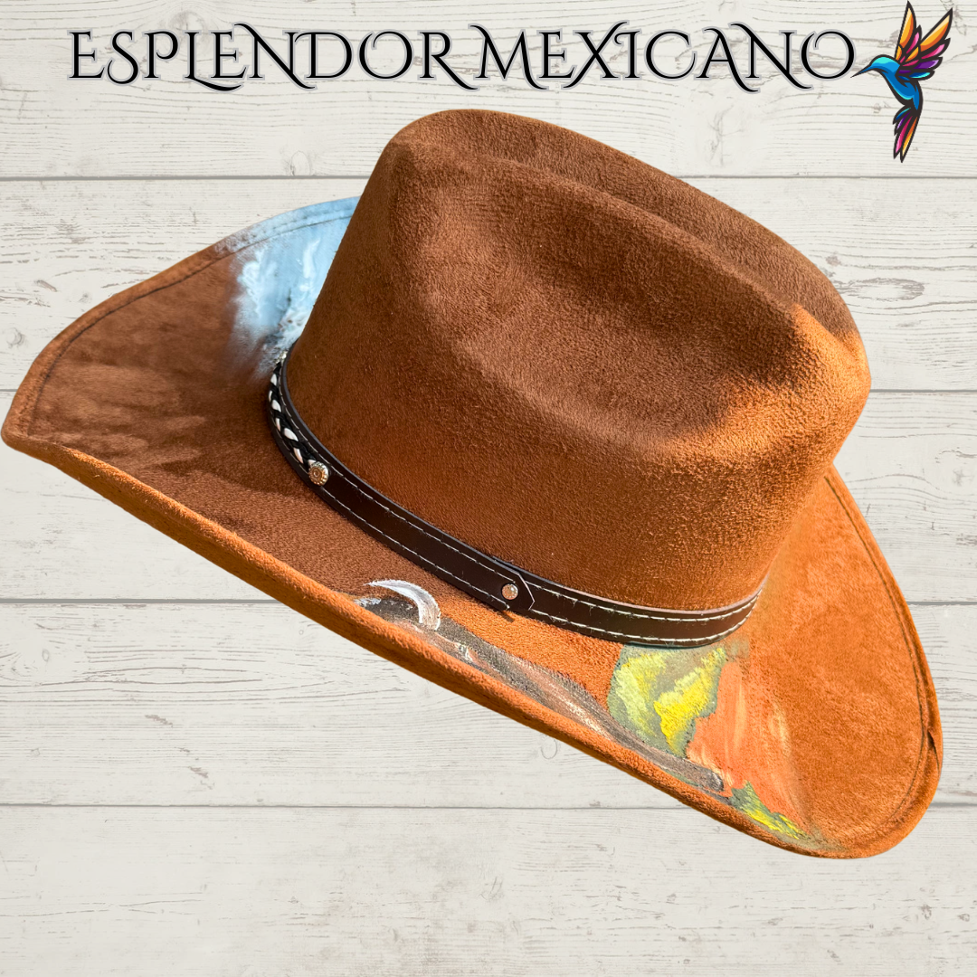 🤎 Hand-Painted Buffalo Cowgirl Hat – Handmade in Mexico