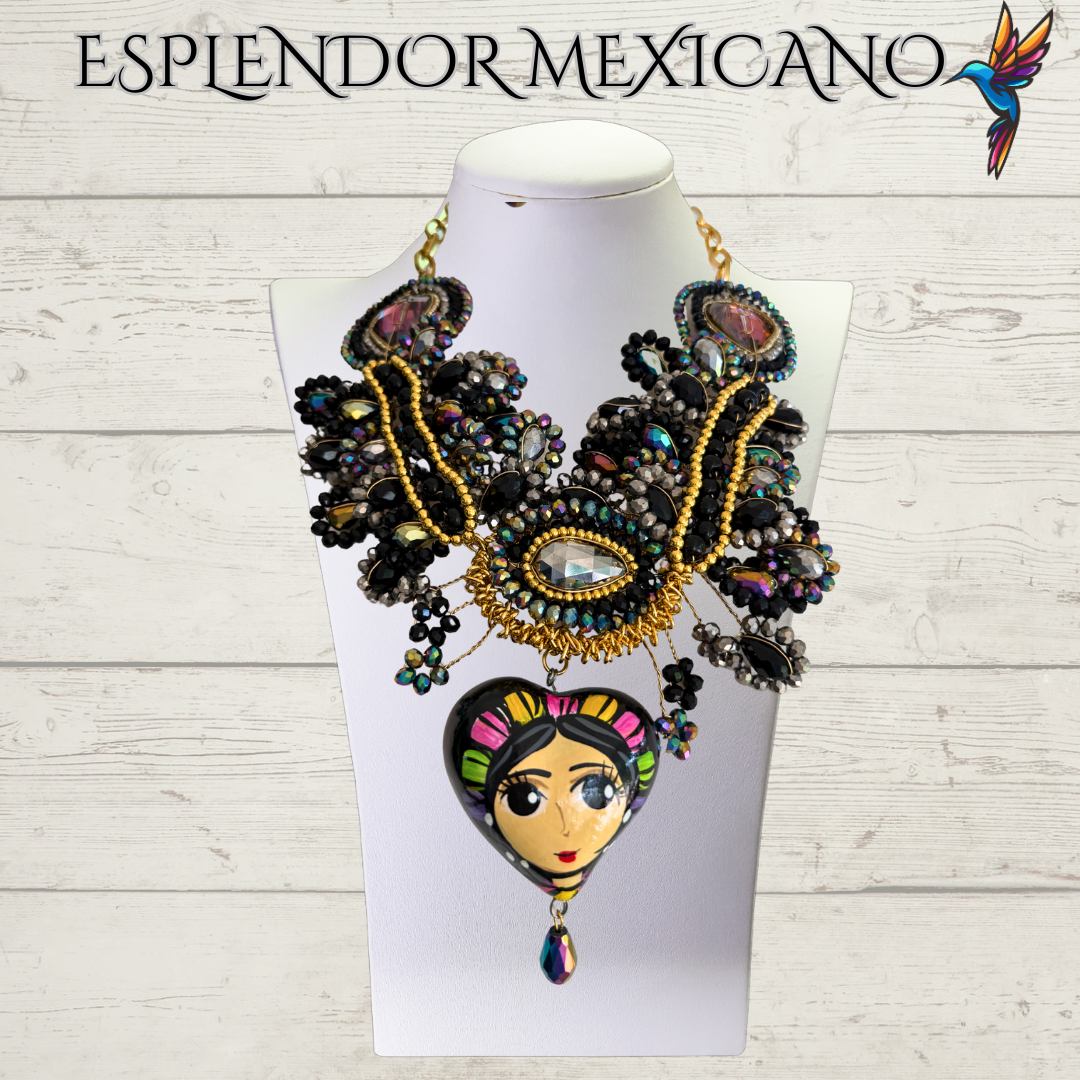 🤍✨ Bedazzled Skull Necklace Set – Handmade in Mexico