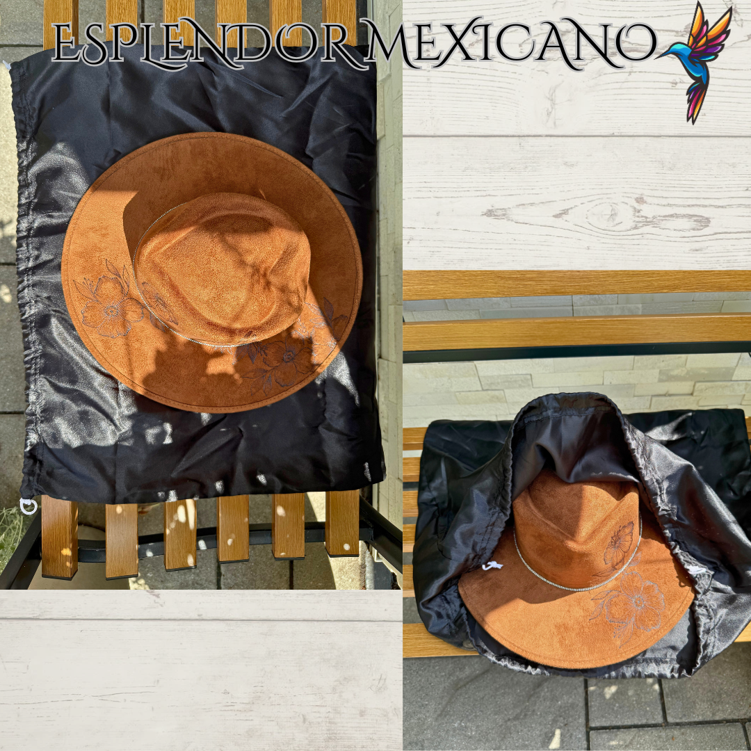 🤎 Hand-Burned Suede Cowgirl Hat – Hummingbird & Floral Design