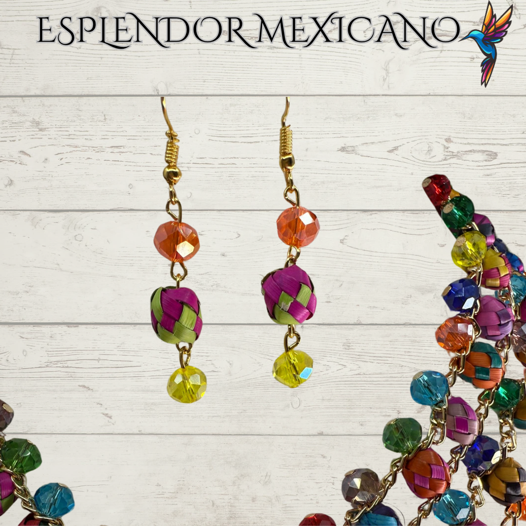 💖 Fiesta Dreams Necklace Set – Hand-Painted Palm & Beads