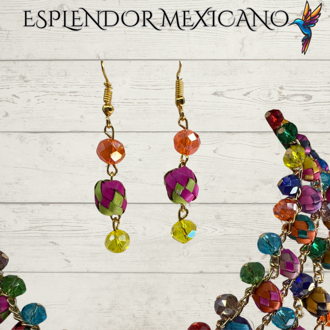 💖 Fiesta Dreams Necklace Set – Hand-Painted Palm & Beads