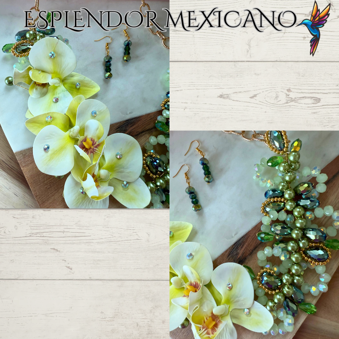 🌸 Handmade Orchid Necklace Set