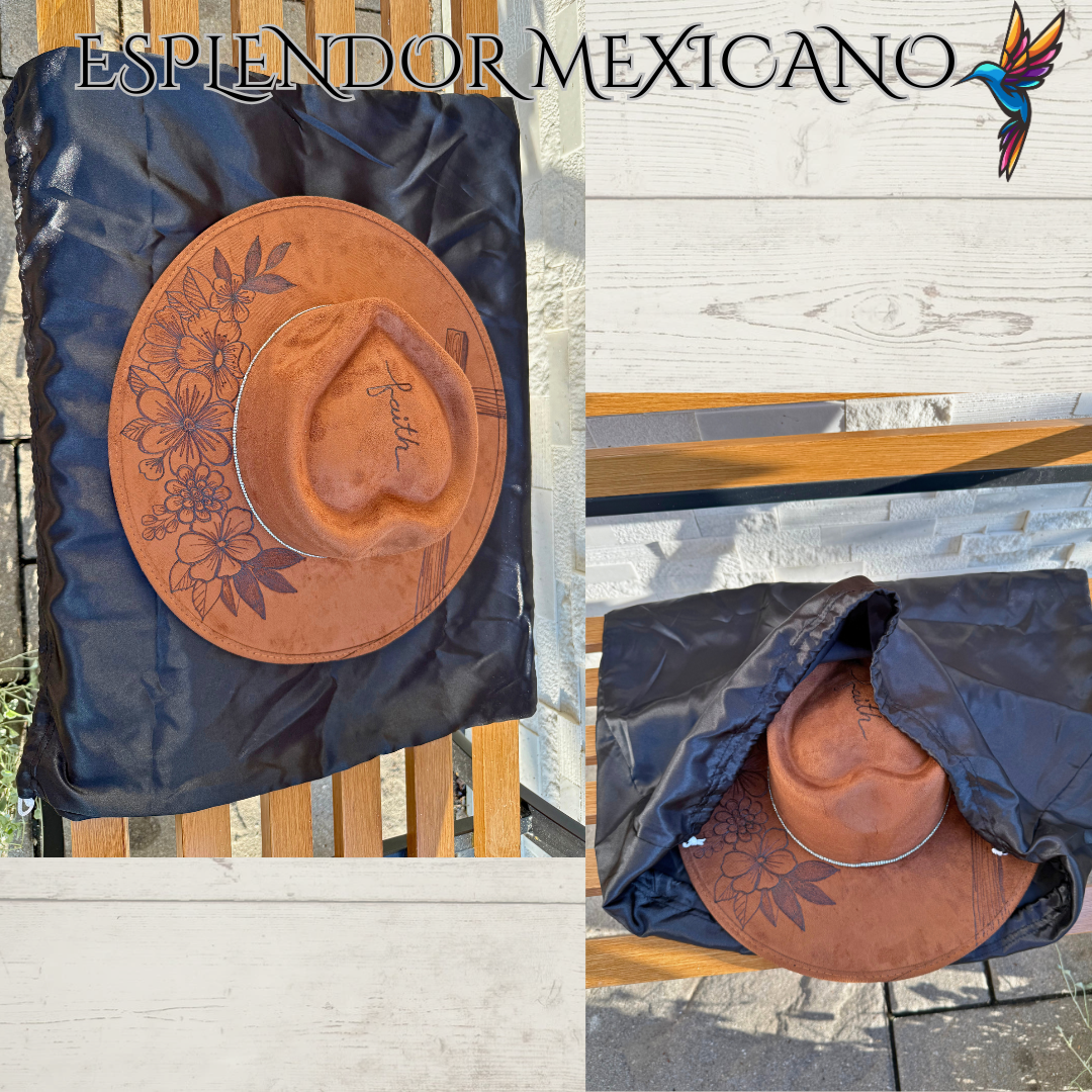 🤎 Handmade Suede Western Hat – “Faith” Design