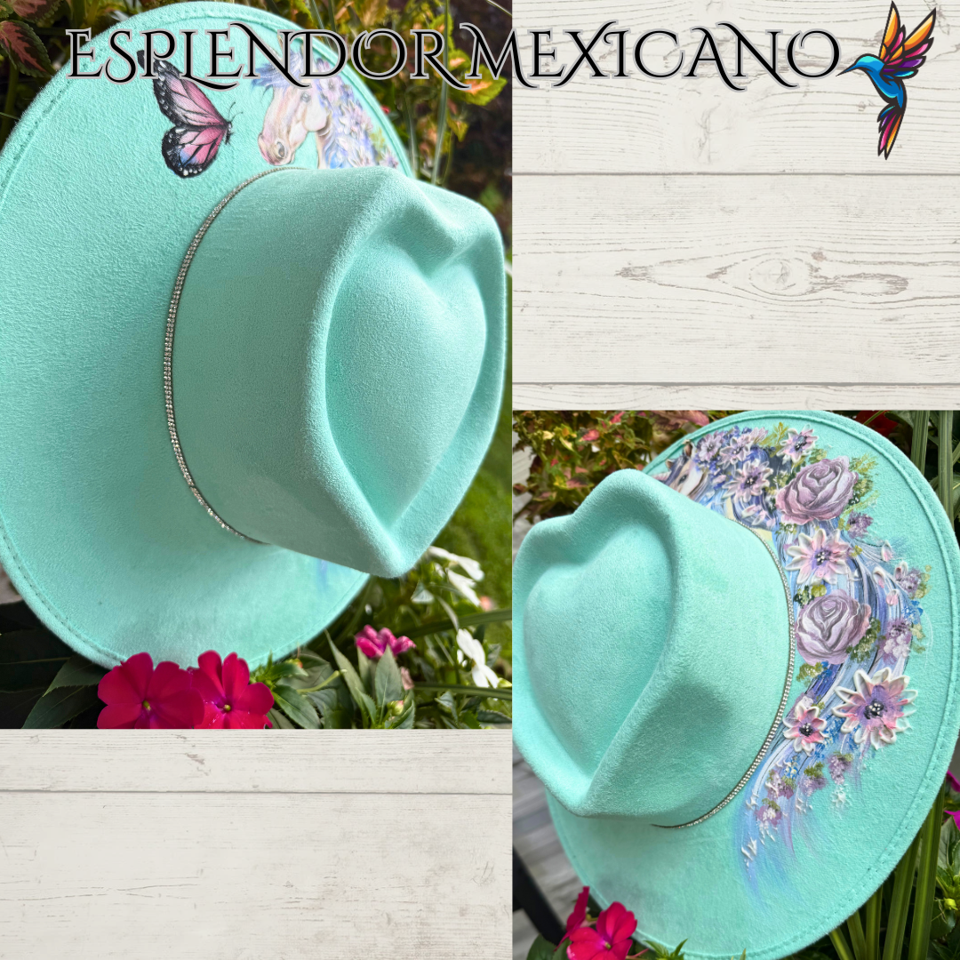 🩷 Whimsical Unicorn Cowgirl Hat – Hand-Painted & One-of-a-Kind