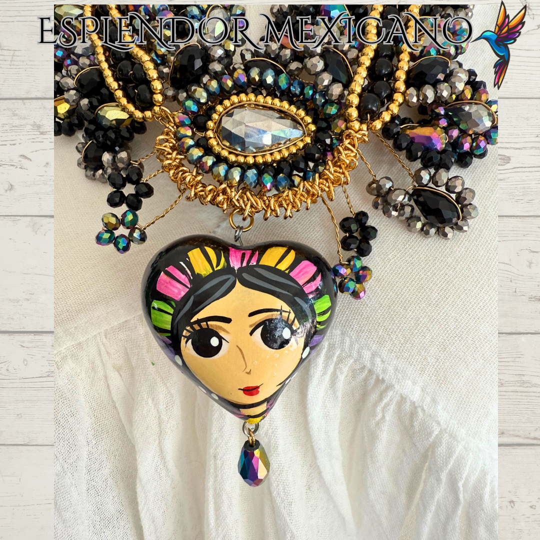 🤍✨ Bedazzled Skull Necklace Set – Handmade in Mexico