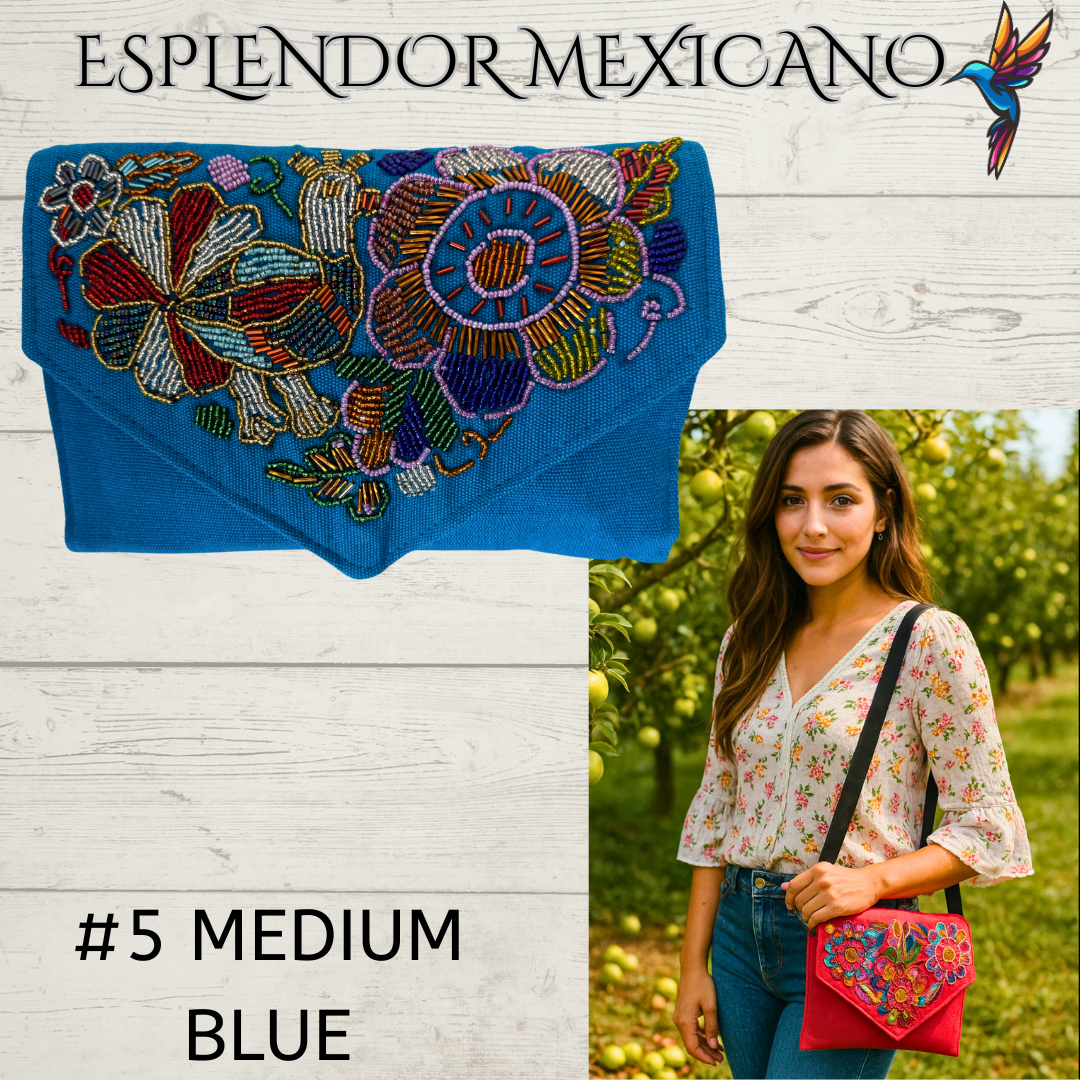 🌺 Handmade Embroidered Purse Clutch – Crossbody Convertible