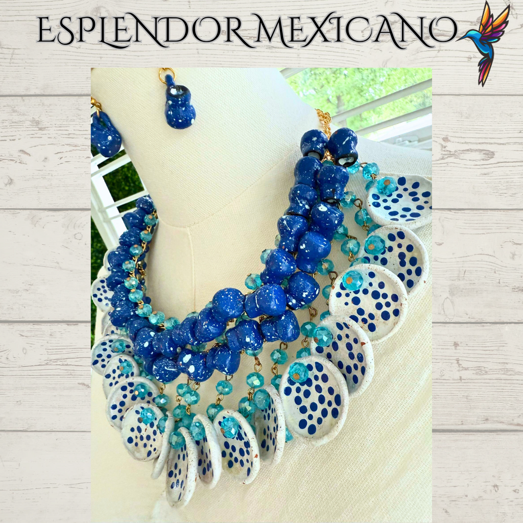 💙 Fiesta Dreams Talavera Necklace Set – Handmade in Mexico