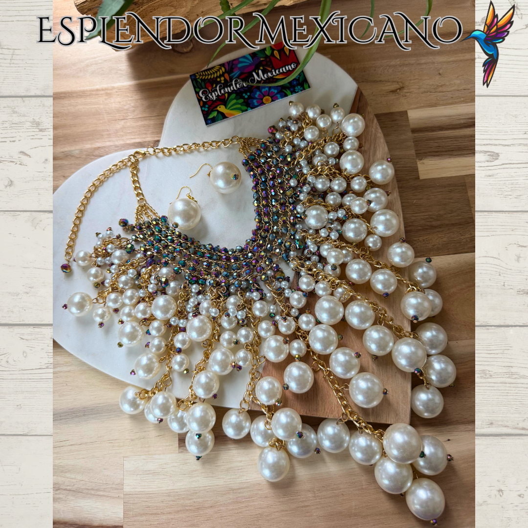 Handmade Mexican Faux Pearl and Glass Beads