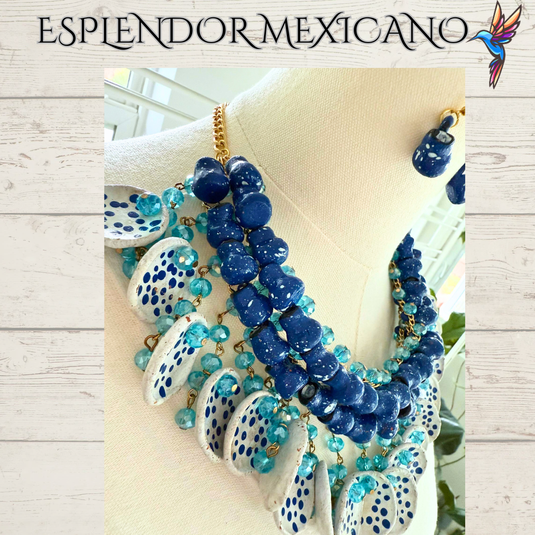 💙 Fiesta Dreams Talavera Necklace Set – Handmade in Mexico