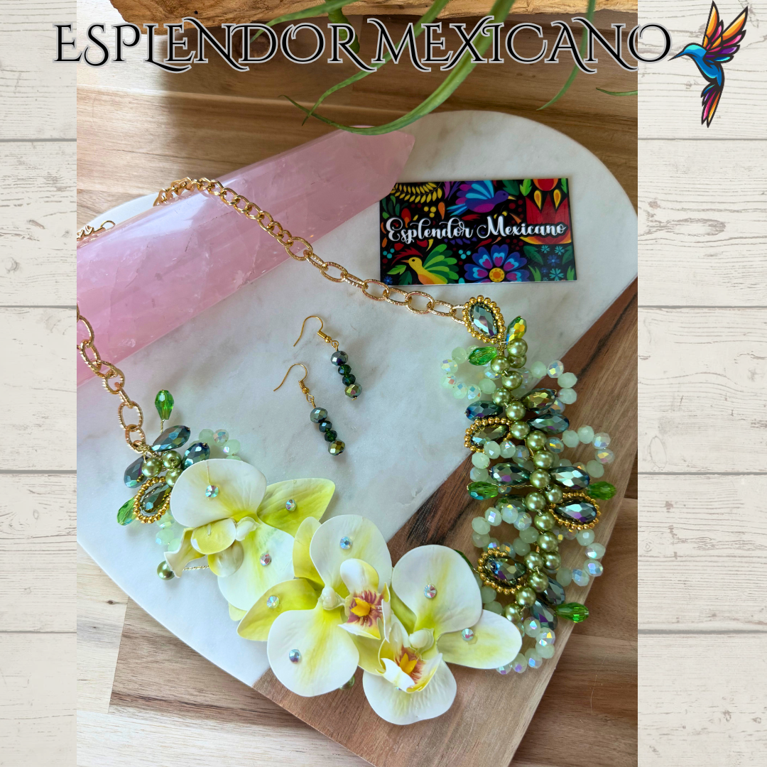 🌸 Handmade Orchid Necklace Set