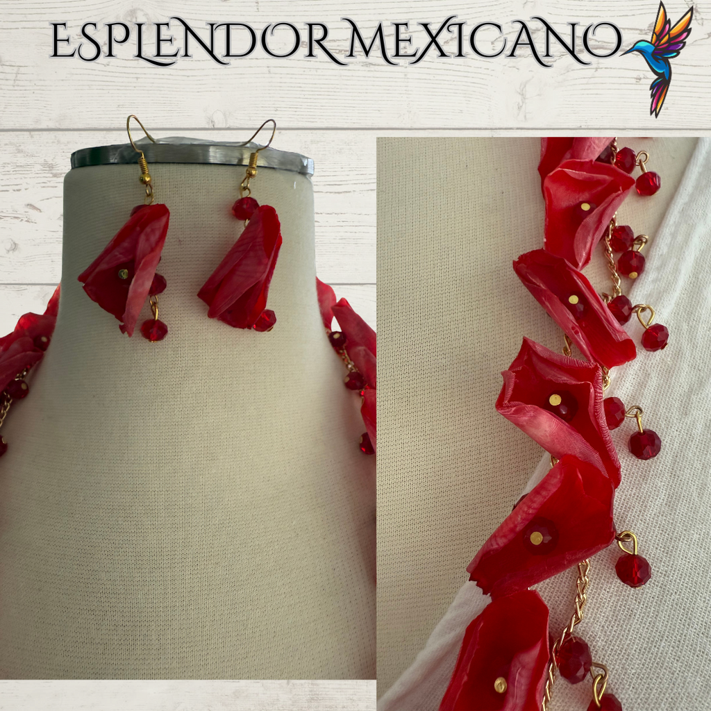 ❤️‍🔥 Handmade Fish Scale & Handblown Glass Heart Necklace Set