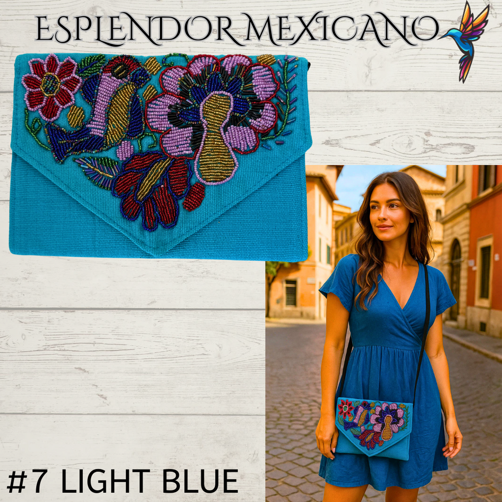🌺 Handmade Embroidered Purse Clutch – Crossbody Convertible