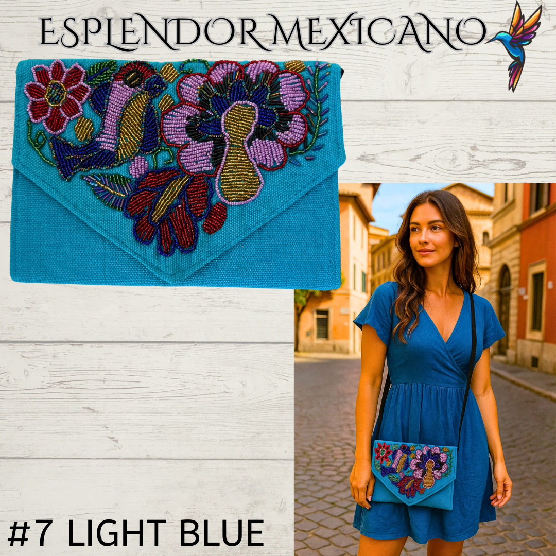 🌺 Handmade Embroidered Purse Clutch – Crossbody Convertible