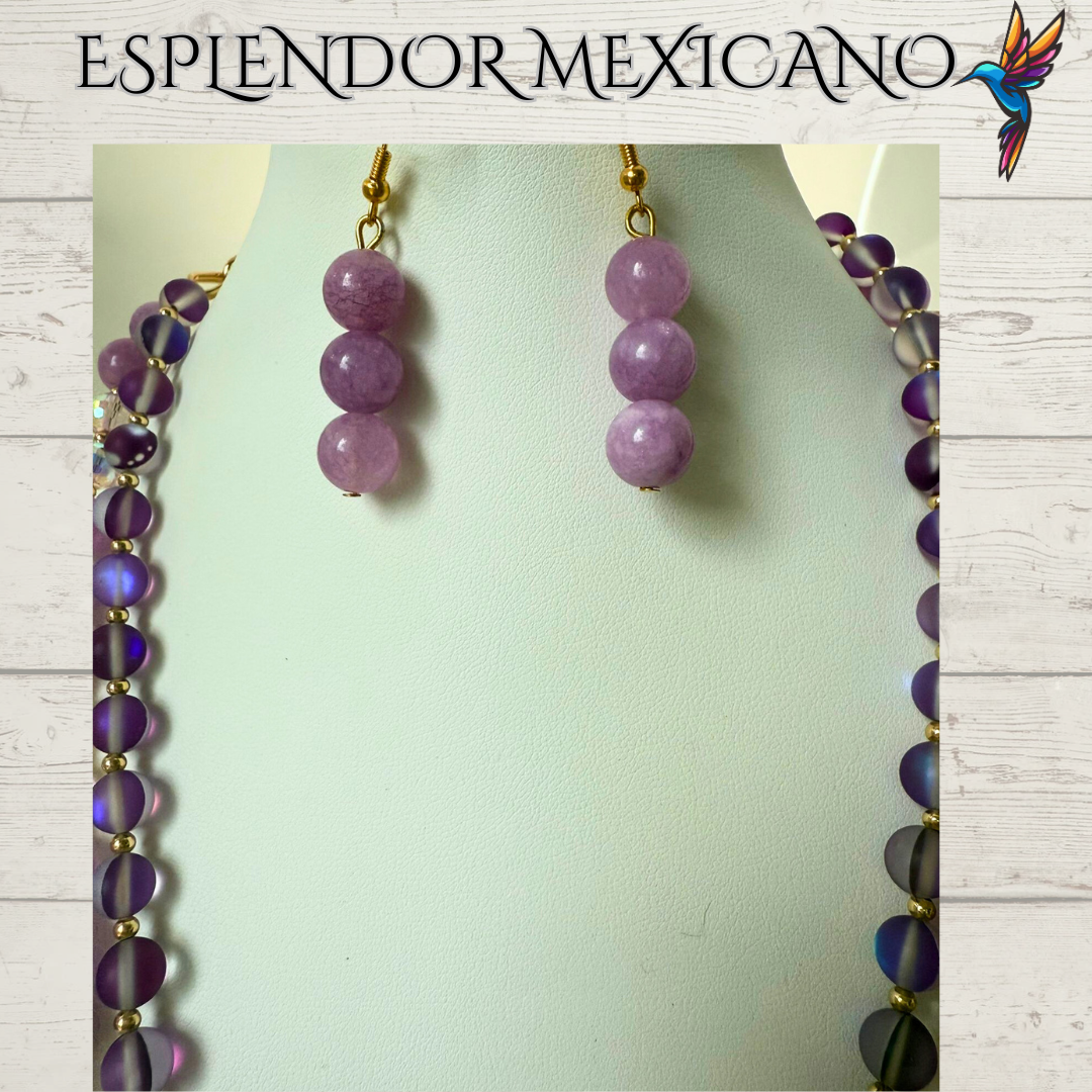 💜 Purple Handmade Beaded Butterfly Necklace